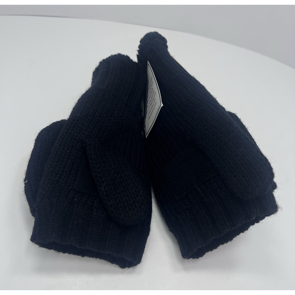 Isotoners Women's Mittens Fingerless Flaps Casual Knit Black Convertible - Picture 3 of 6